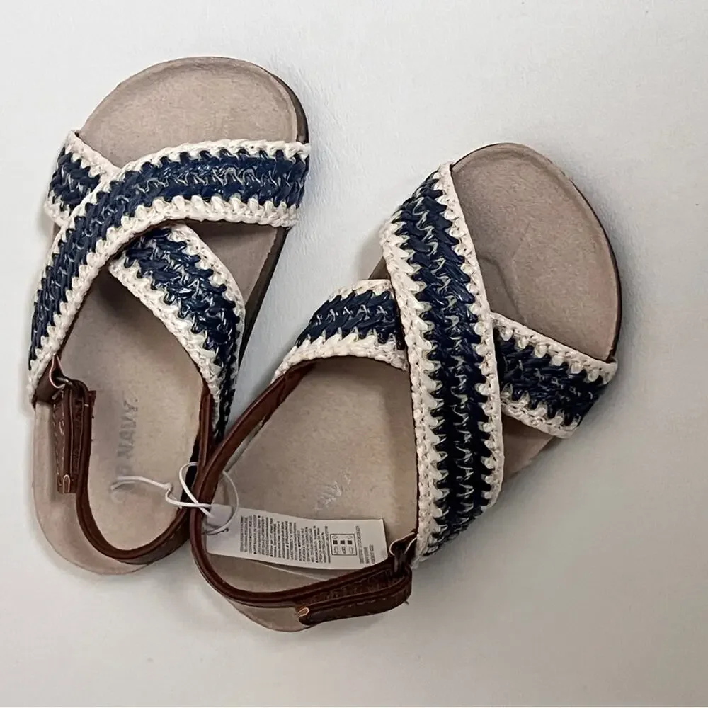 Old Navy Mixed Material Girls Cross-Strap Sandals Sz 7